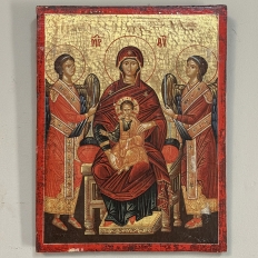 Set of Four 19th Century Russian Devotional Icons Hand Painted on Wooden Panels