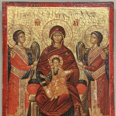 Set of Four 19th Century Russian Devotional Icons Hand Painted on Wooden Panels