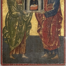 Set of Four 19th Century Russian Devotional Icons Hand Painted on Wooden Panels