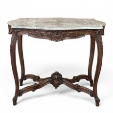 Antique French Louis XV Marble Top Center Table