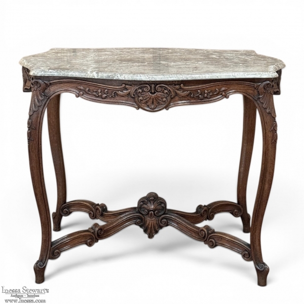Antique French Louis XV Marble Top Center Table
