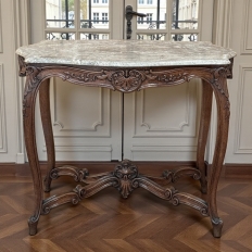 Antique French Louis XV Marble Top Center Table