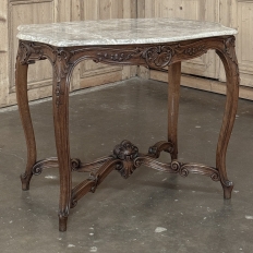 Antique French Louis XV Marble Top Center Table