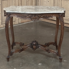 Antique French Louis XV Marble Top Center Table
