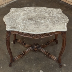 Antique French Louis XV Marble Top Center Table