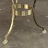 Mid Century Polished Brass Tripod Table with Lion Heads and Stone Top