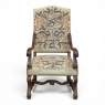 Late 19th Century Louis XIV Walnut Armchair ~ Fauteuil with Antique Tapestry