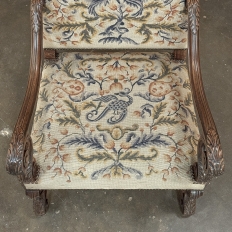 Late 19th Century Louis XIV Walnut Armchair ~ Fauteuil with Antique Tapestry