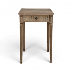 Petite 19th Century Rustic Louis XVI Stripped Oak End Table