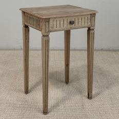 Petite 19th Century Rustic Louis XVI Stripped Oak End Table