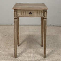 Petite 19th Century Rustic Louis XVI Stripped Oak End Table