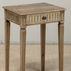 Petite 19th Century Rustic Louis XVI Stripped Oak End Table