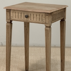 Petite 19th Century Rustic Louis XVI Stripped Oak End Table