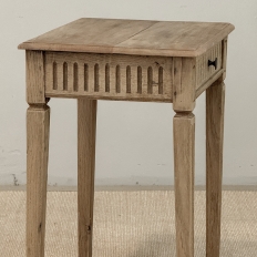 Petite 19th Century Rustic Louis XVI Stripped Oak End Table