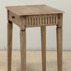 Petite 19th Century Rustic Louis XVI Stripped Oak End Table