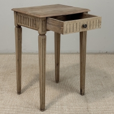 Petite 19th Century Rustic Louis XVI Stripped Oak End Table