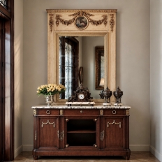 Antique French Louis XVI Mahogany Marble Top Buffet with Bronze Mounts