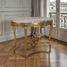 19th Century French Louis XVI Gilded Marble Top Oval Center Table