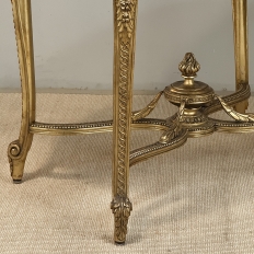 19th Century French Louis XVI Gilded Marble Top Oval Center Table