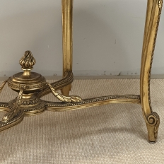 19th Century French Louis XVI Gilded Marble Top Oval Center Table