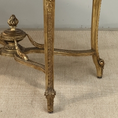 19th Century French Louis XVI Gilded Marble Top Oval Center Table