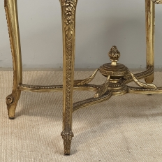 19th Century French Louis XVI Gilded Marble Top Oval Center Table