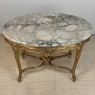 19th Century French Louis XVI Gilded Marble Top Oval Center Table