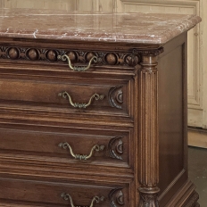 19th Century French Henri II Marble Top Walnut Commode