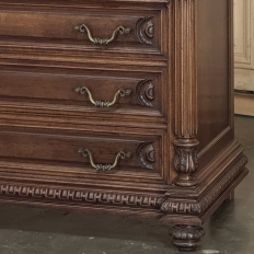 19th Century French Henri II Marble Top Walnut Commode
