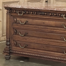 19th Century French Henri II Marble Top Walnut Commode