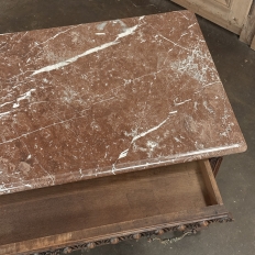 19th Century French Henri II Marble Top Walnut Commode