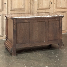 19th Century French Henri II Marble Top Walnut Commode