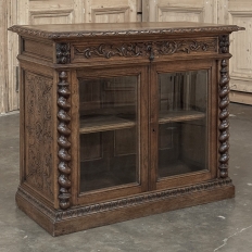 19th Century French Renaissance Revival Oak Vitrine ~ Credenza