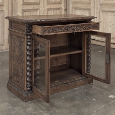 19th Century French Renaissance Revival Oak Vitrine ~ Credenza
