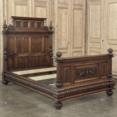 19th Century French Walnut Renaissance Revival Queen Bed