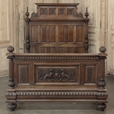19th Century French Walnut Renaissance Revival Queen Bed