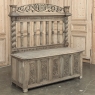 19th Century French Renaissance Barley Twist Stripped Oak Hall Bench Trunk
