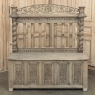 19th Century French Renaissance Barley Twist Stripped Oak Hall Bench Trunk