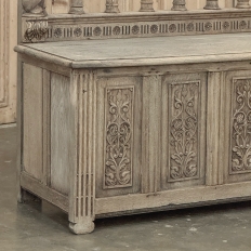 19th Century French Renaissance Barley Twist Stripped Oak Hall Bench Trunk