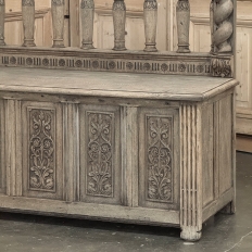 19th Century French Renaissance Barley Twist Stripped Oak Hall Bench Trunk