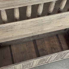 19th Century French Renaissance Barley Twist Stripped Oak Hall Bench Trunk