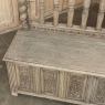 19th Century French Renaissance Barley Twist Stripped Oak Hall Bench Trunk