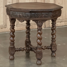 Antique French Renaissance Octagonal Barley Twist Table