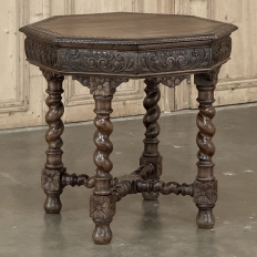 Antique French Renaissance Octagonal Barley Twist Table