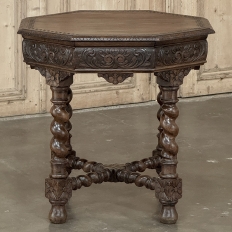 Antique French Renaissance Octagonal Barley Twist Table