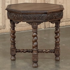 Antique French Renaissance Octagonal Barley Twist Table