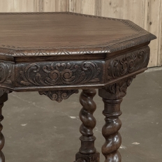 Antique French Renaissance Octagonal Barley Twist Table