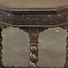Antique French Renaissance Octagonal Barley Twist Table