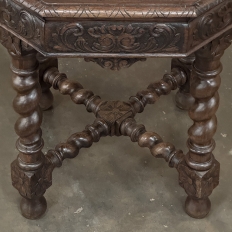 Antique French Renaissance Octagonal Barley Twist Table