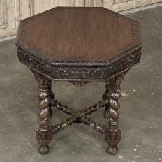 Antique French Renaissance Octagonal Barley Twist Table